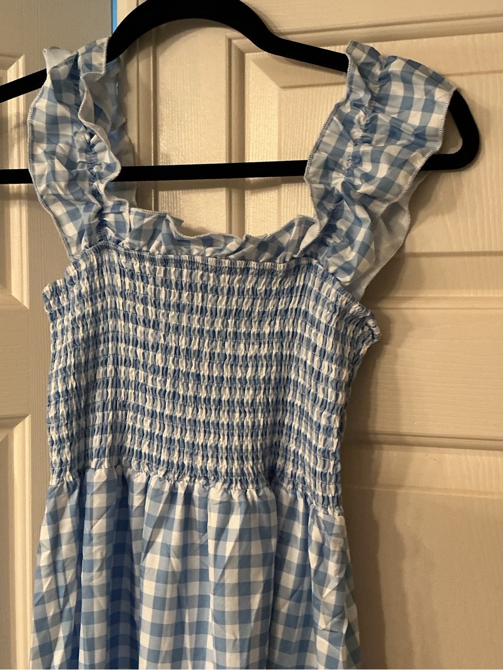 Blue Gingham Smocked Maxi Dress for Kids - Picture 4 of 4